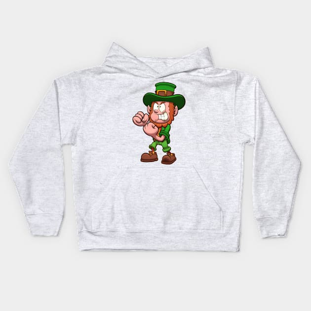 Angry Leprechaun Ready To Fight Kids Hoodie by TheMaskedTooner